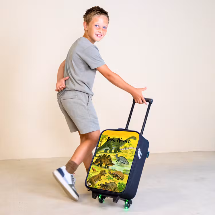 Dinosaurus in Dinosaurusland Kinderkoffer - Zwart klein -sfeer3