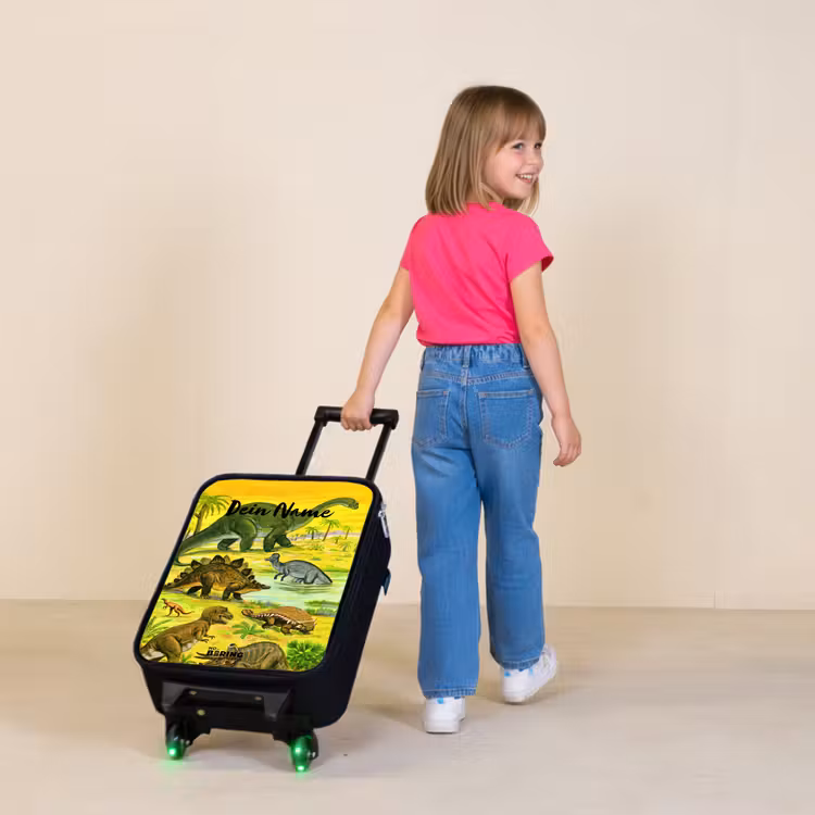Dinosaurus in Dinosaurusland Kinderkoffer - Zwart klein -sfeer1