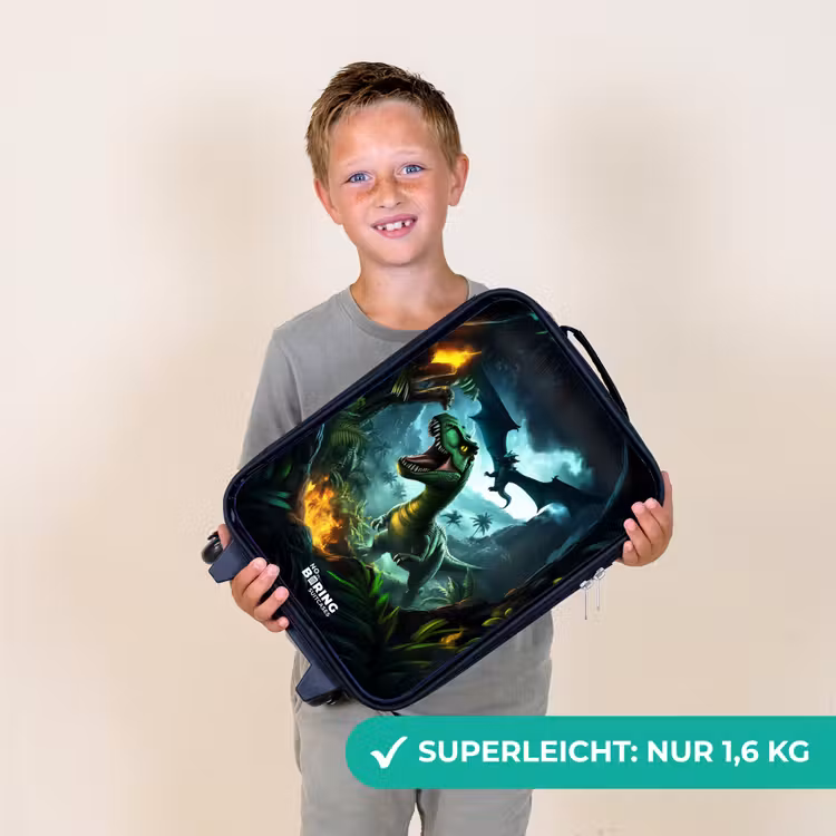 Dinosaurus en draak in vurige junglevallei Kinderkoffer - Zwart klein -sfeer4_DE