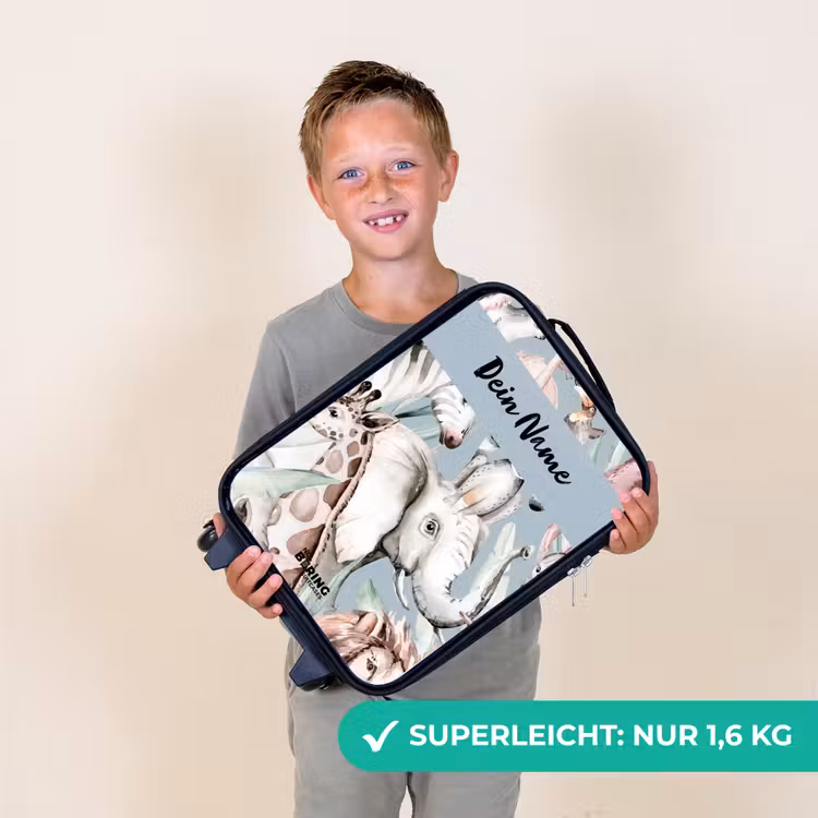 Jungle in Lichte Kleuren Kinderkoffer - Zwart klein -sfeer4_DE
