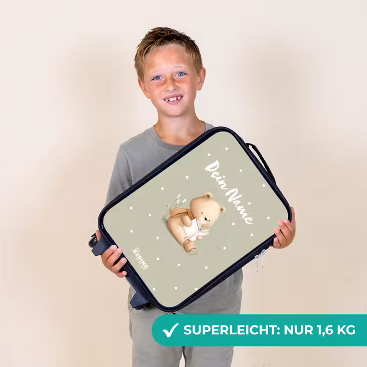 Een bruine beer die een boek leest - Groen Kinderkoffer - Zwart klein -sfeer4_DE