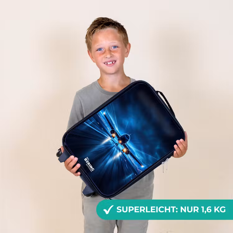 Vliegtuig opstartend in futuristisch nachtlandschap Kinderkoffer - Zwart klein -sfeer4_DE