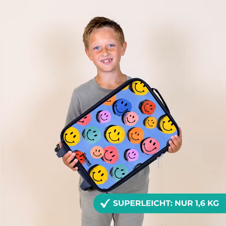 Een speels en kunstzinnig patroon van kleurrijke smileys Kinderkoffer - Zwart klein -sfeer4_DE