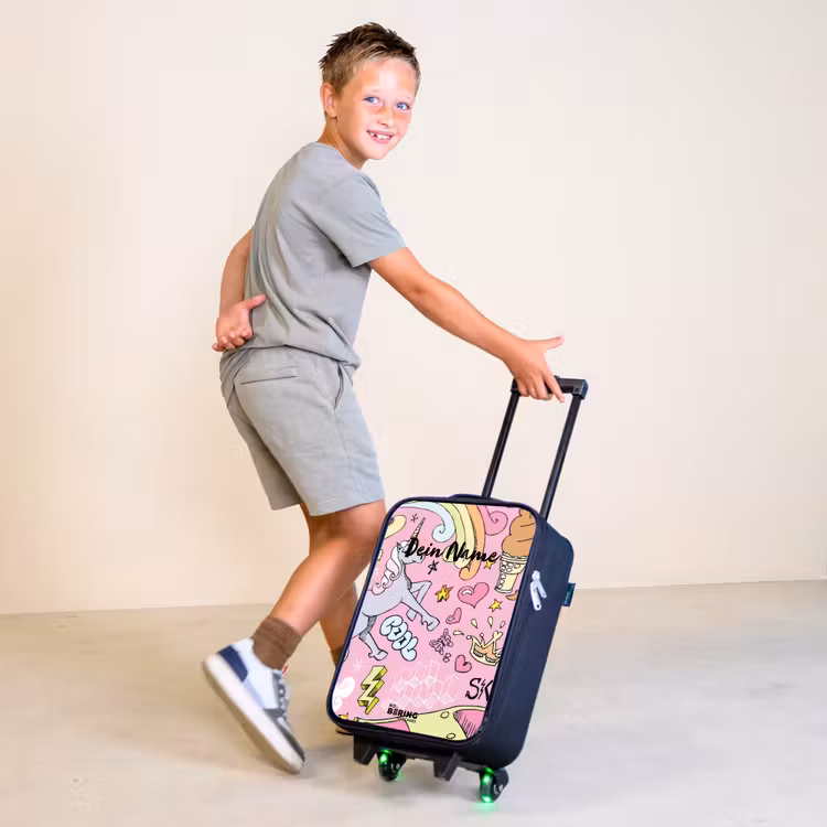 Unicorn doodles Kinderkoffer - Zwart klein -sfeer3