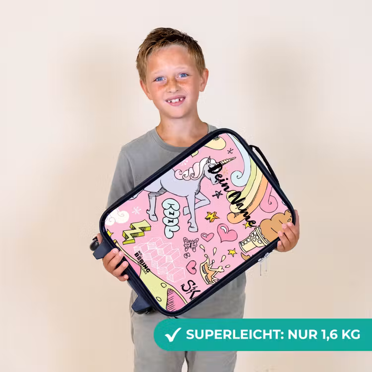 Unicorn doodles Kinderkoffer - Zwart klein -sfeer4_DE