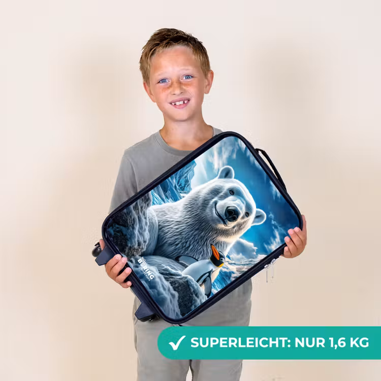 IJsbeer en pinguïn in besneeuwd berglandschap Kinderkoffer - Zwart klein -sfeer4_DE