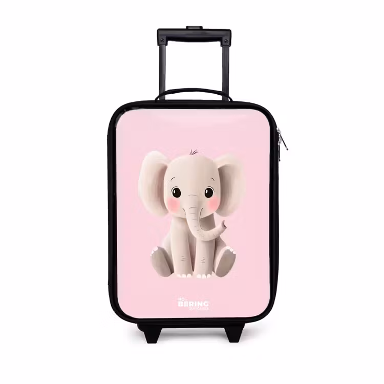 Olifant - Baby - Blosjes - Illustratie Kinderkoffer - Zwart klein -3d