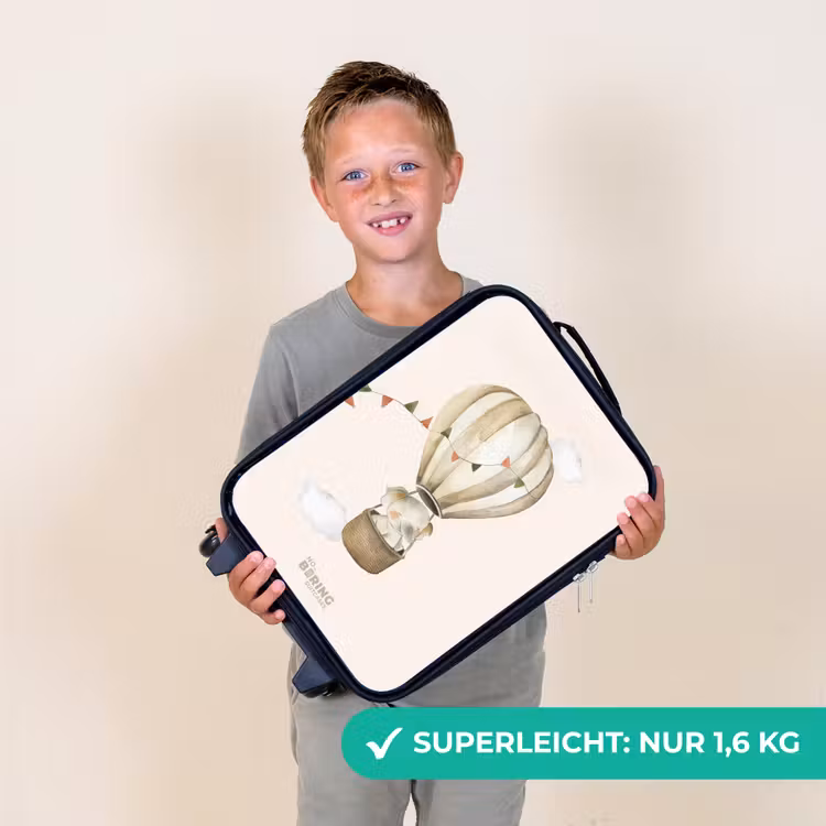 Olifant in een luchtballon Kinderkoffer - Zwart klein -sfeer4_DE