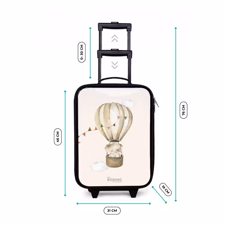 Olifant in een luchtballon Kinderkoffer - Zwart klein -productfoto_formaten