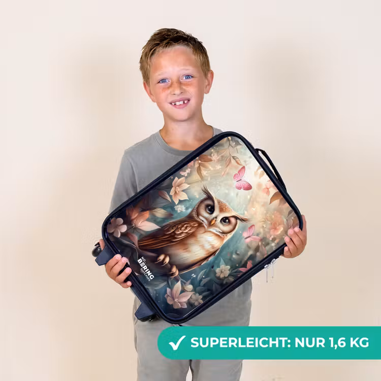 Uil met vlinders in mystiek bos Kinderkoffer - Zwart klein -sfeer4_DE