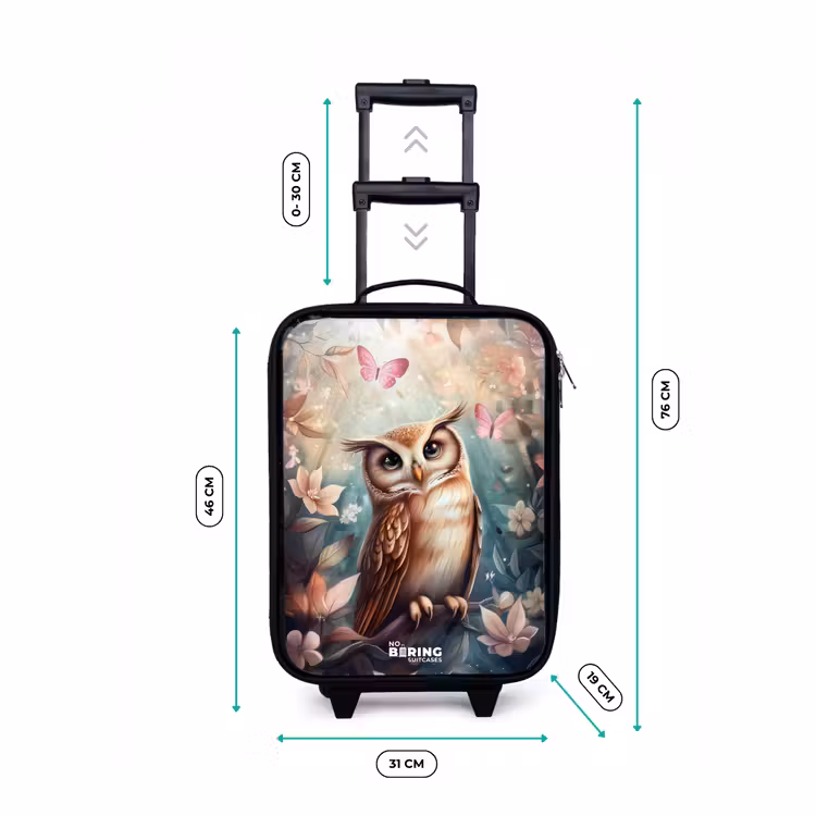 Uil met vlinders in mystiek bos Kinderkoffer - Zwart klein -productfoto_formaten