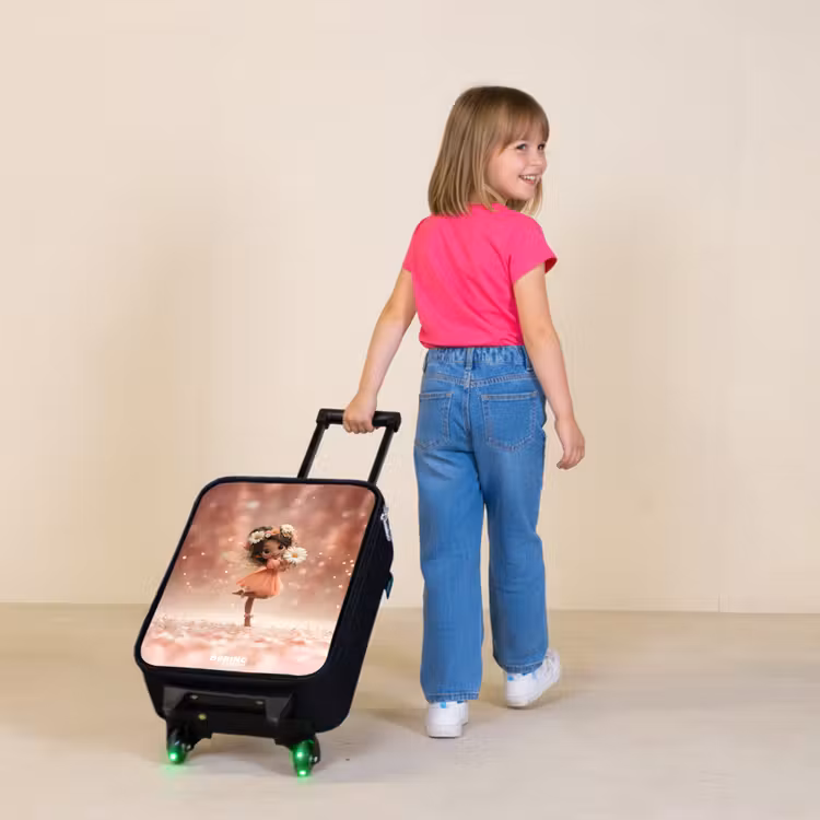 Fee met madeliefjes Kinderkoffer - Zwart klein -sfeer1