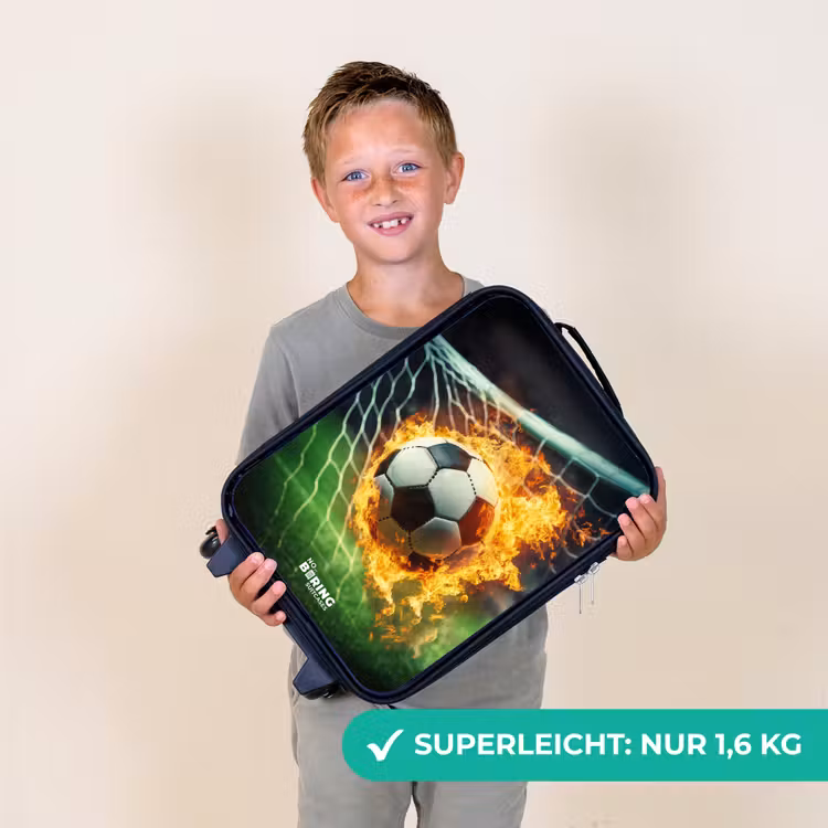 Vuurvoetbal in doelnet vastgelegd Kinderkoffer - Zwart klein -sfeer4_DE
