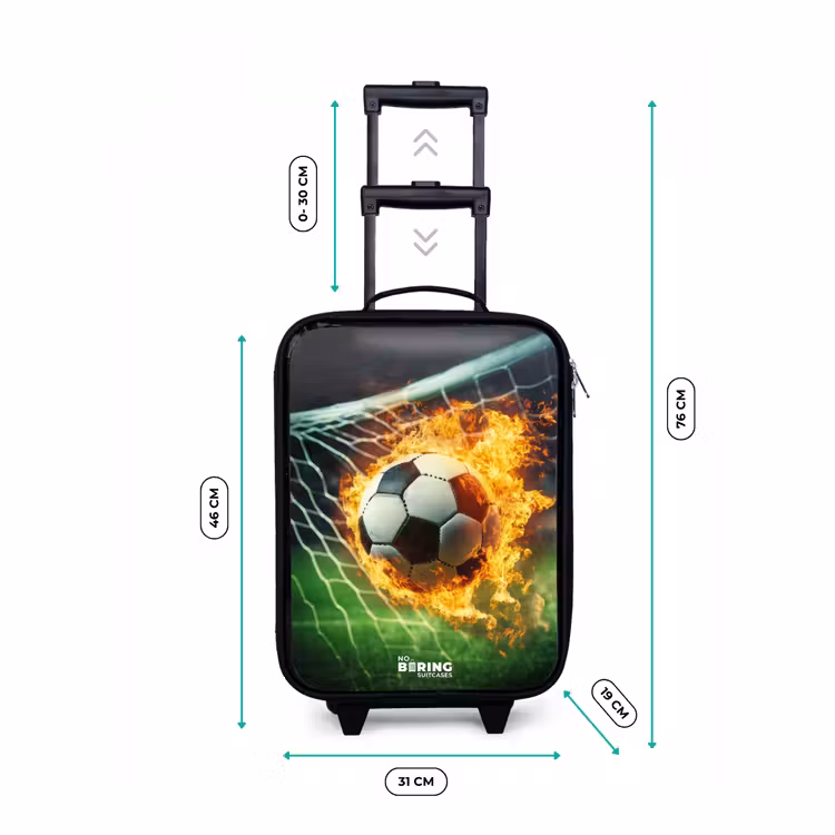 Vuurvoetbal in doelnet vastgelegd Kinderkoffer - Zwart klein -productfoto_formaten