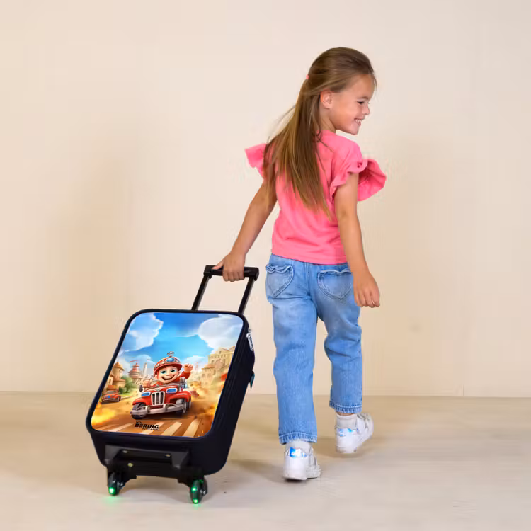 Auto door de stad Kinderkoffer - Zwart klein -sfeer1