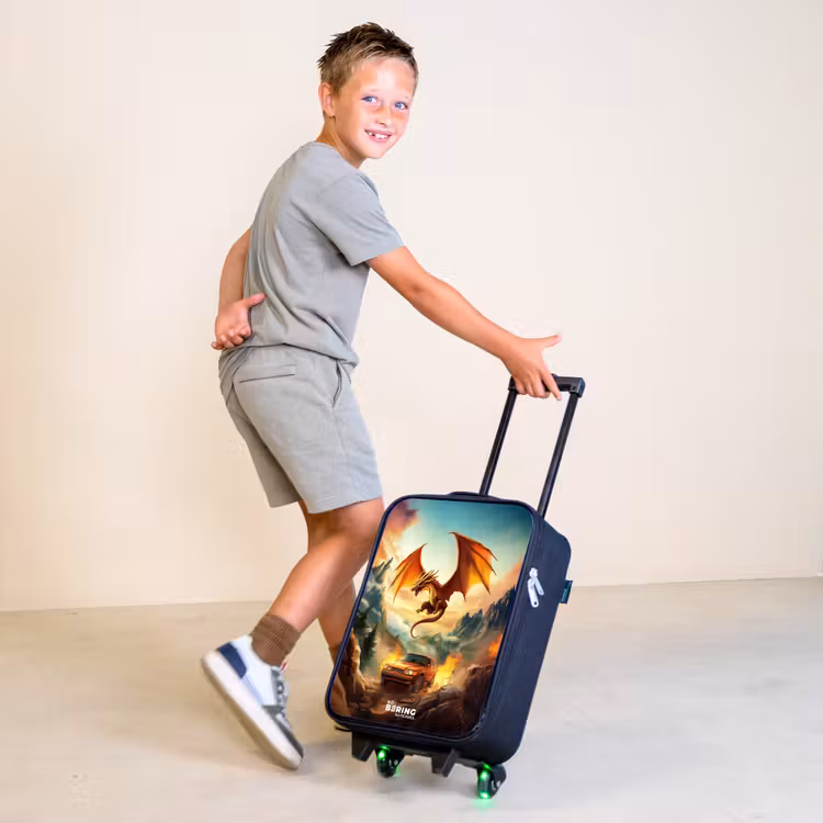 Vliegende draak boven vurige bergweg Kinderkoffer - Zwart klein -sfeer3