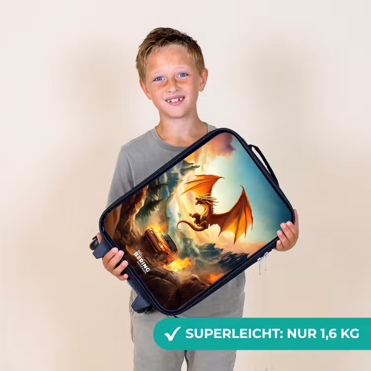Vliegende draak boven vurige bergweg Kinderkoffer - Zwart klein -sfeer4_DE