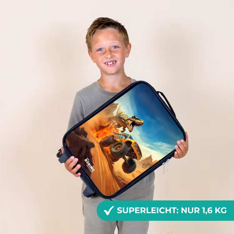 Vluchtende truck voor T-Rex in vurige woestijn Kinderkoffer - Zwart klein -sfeer4_DE