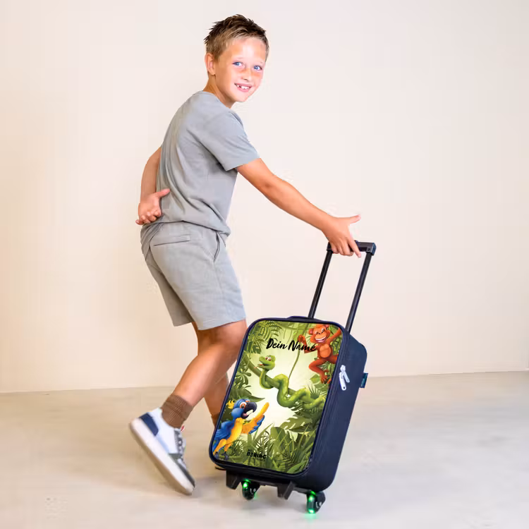 Jolige jungle Kinderkoffer - Zwart klein -sfeer3