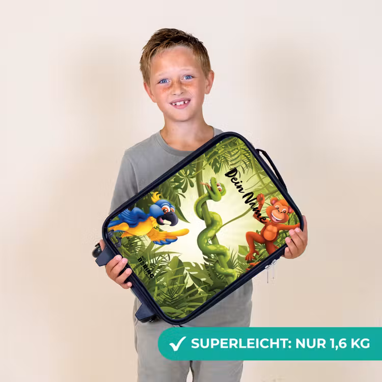 Jolige jungle Kinderkoffer - Zwart klein -sfeer4_DE