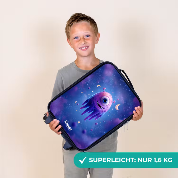 Vrolijk paarsoog in de ruimte Kinderkoffer - Zwart klein -sfeer4_DE