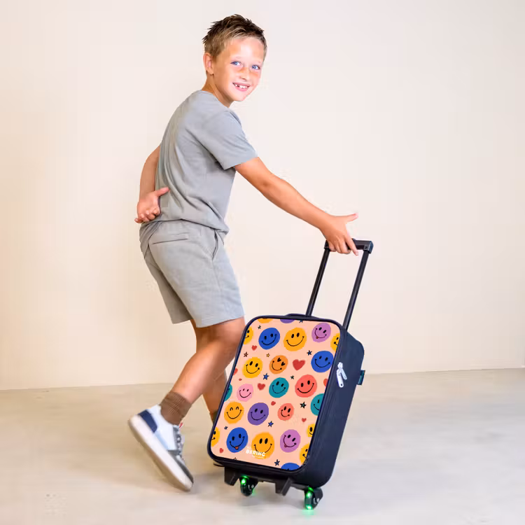 Vrolijk Smiley-patroon Kinderkoffer - Zwart klein -sfeer3