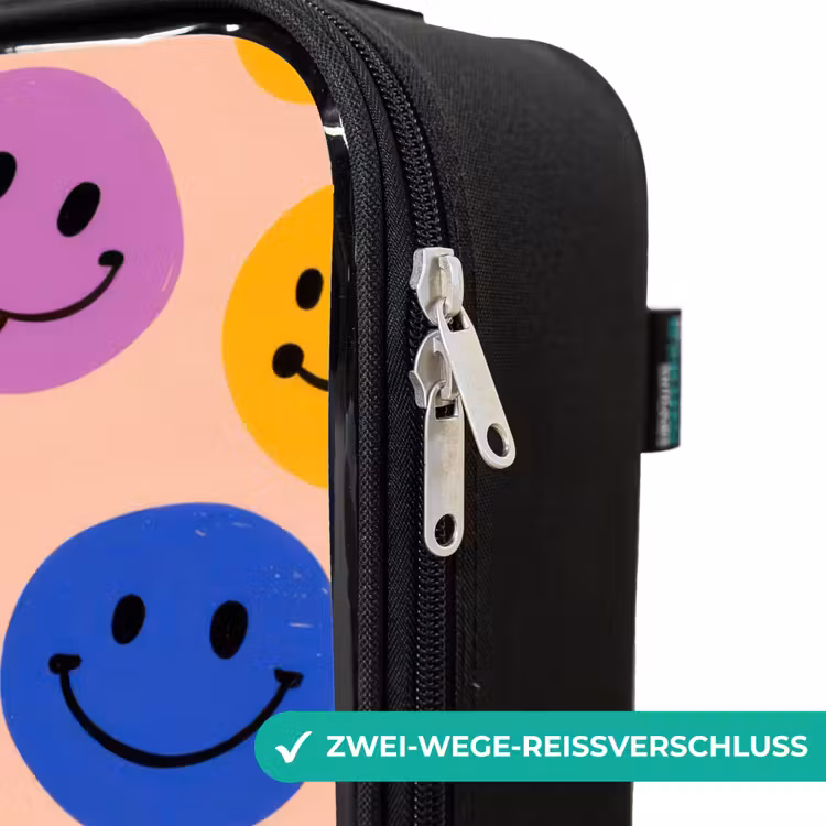 Vrolijk Smiley-patroon Kinderkoffer - Zwart klein -rits_DE