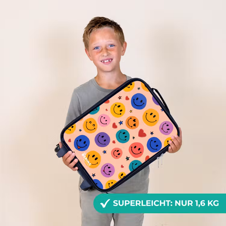 Vrolijk Smiley-patroon Kinderkoffer - Zwart klein -sfeer4_DE