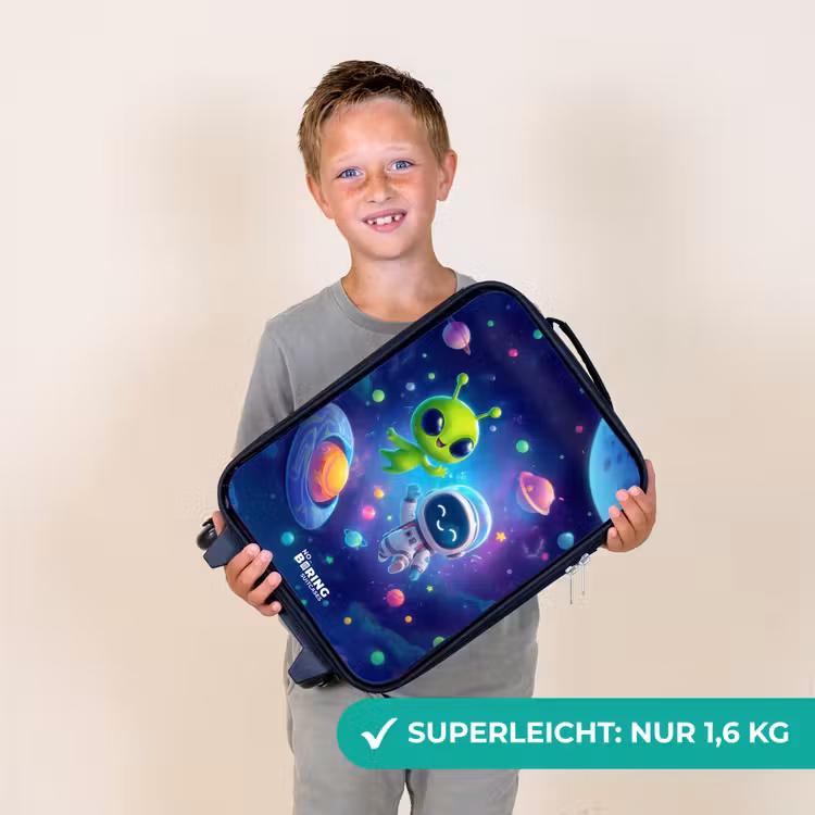 Vrolijke Ontmoeting in de Ruimte Kinderkoffer - Zwart klein -sfeer4_DE