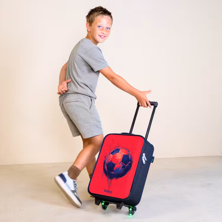 Voetbal - Verf - Blauw - Rood Kinderkoffer - Zwart klein -sfeer3