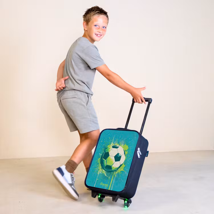 Voetbal - Verfspatten - Groen - Blauw Kinderkoffer - Zwart klein -sfeer3