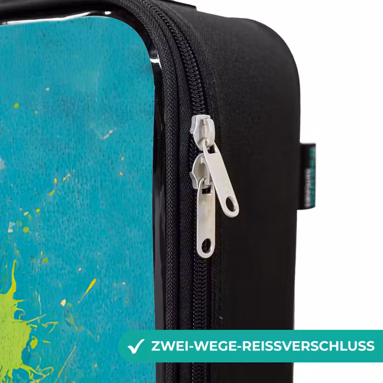 Voetbal - Verfspatten - Groen - Blauw Kinderkoffer - Zwart klein -rits_DE