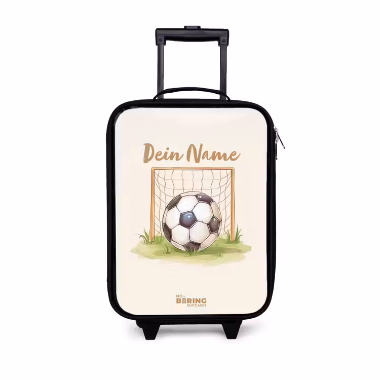 Voetbal in een goal Kinderkoffer - Zwart klein -3d