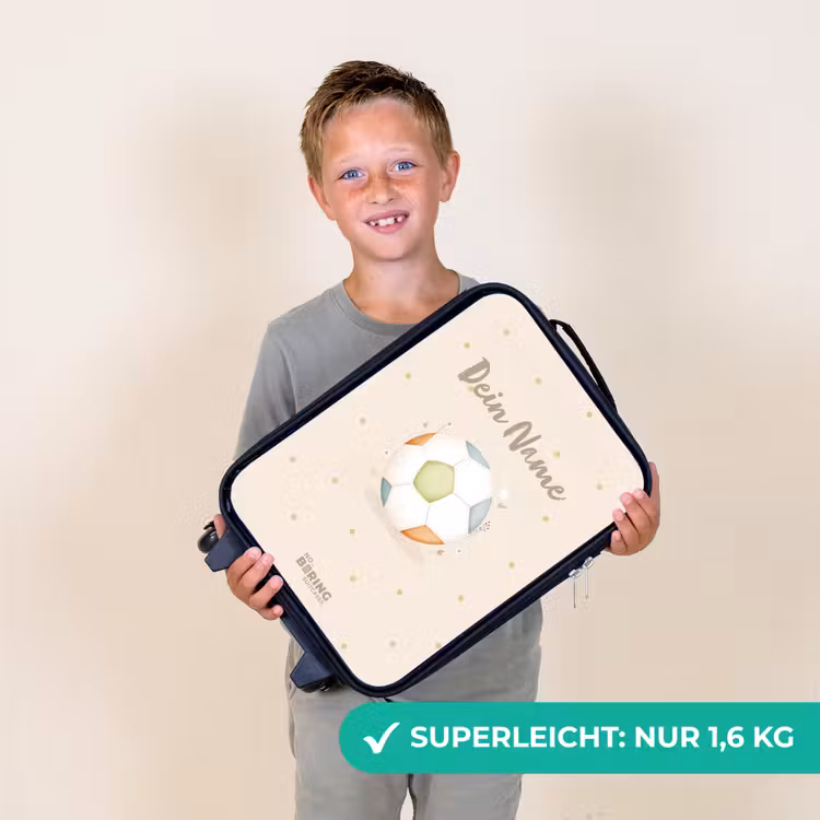Voetbal in beige pastel kleuren Kinderkoffer - Zwart klein -sfeer4_DE