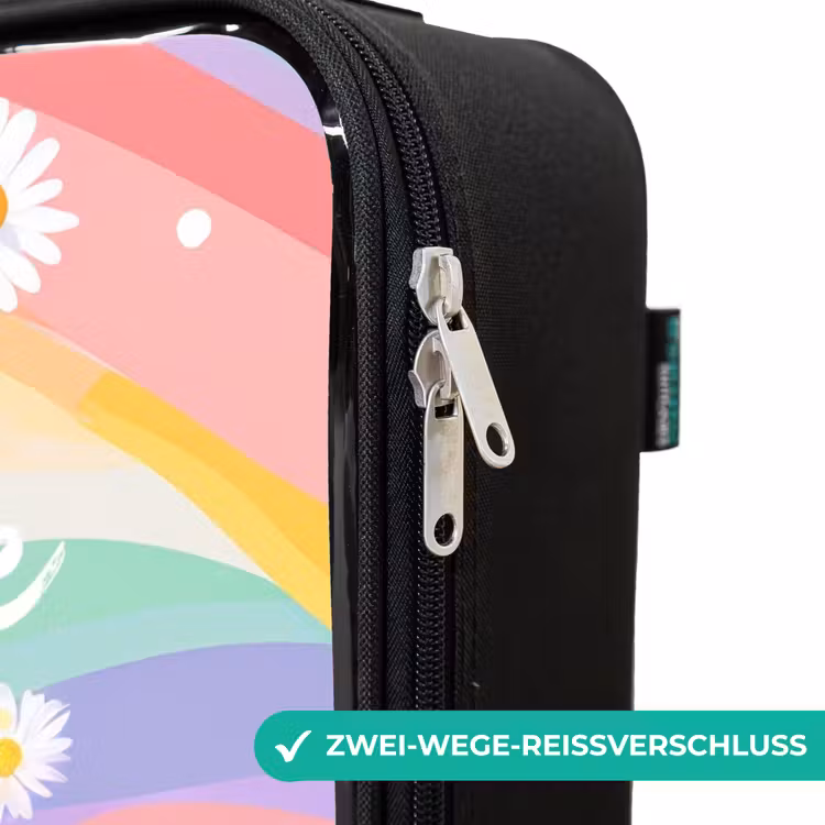 Madeliefjes op regenboogachtergrond Kinderkoffer - Zwart klein -rits_DE