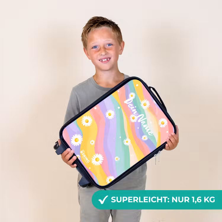 Madeliefjes op regenboogachtergrond Kinderkoffer - Zwart klein -sfeer4_DE