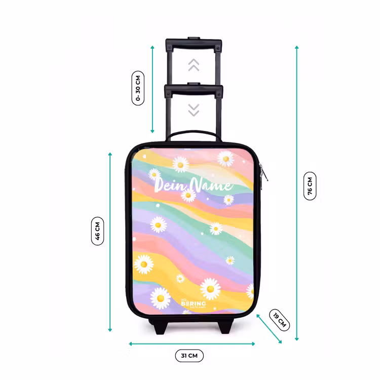 Madeliefjes op regenboogachtergrond Kinderkoffer - Zwart klein -productfoto_formaten