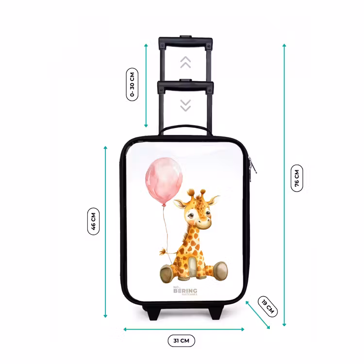 Giraffe met roze ballon Kinderkoffer - Zwart klein -productfoto_formaten