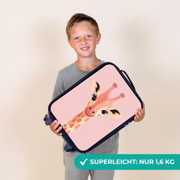 Giraffe - Wimpers - Minimalistisch - Roze Kinderkoffer - Zwart klein -sfeer4_DE