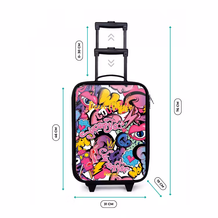Girly graffiti Kinderkoffer - Zwart klein -productfoto_formaten