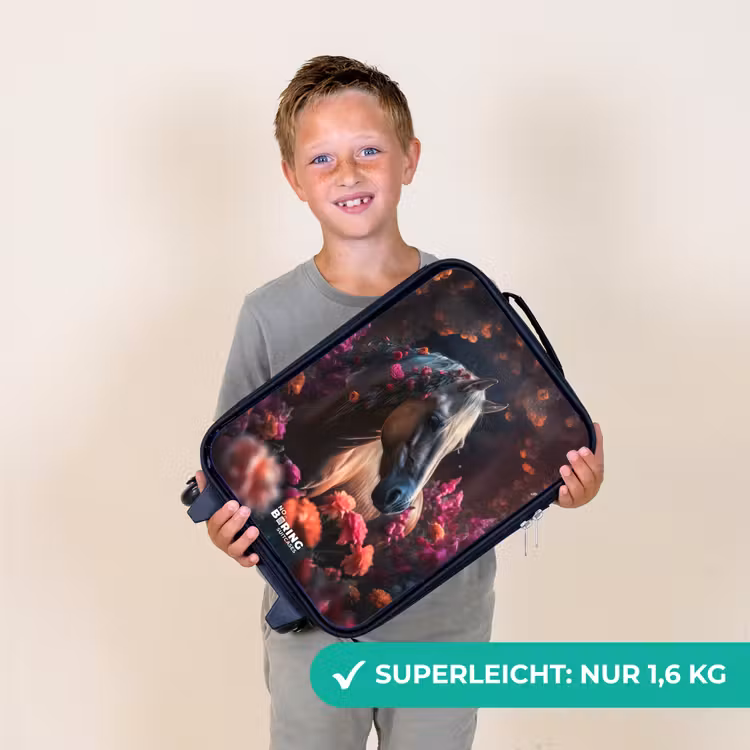Goudbruin paard tussen de bloemen Kinderkoffer - Zwart klein -sfeer4_DE