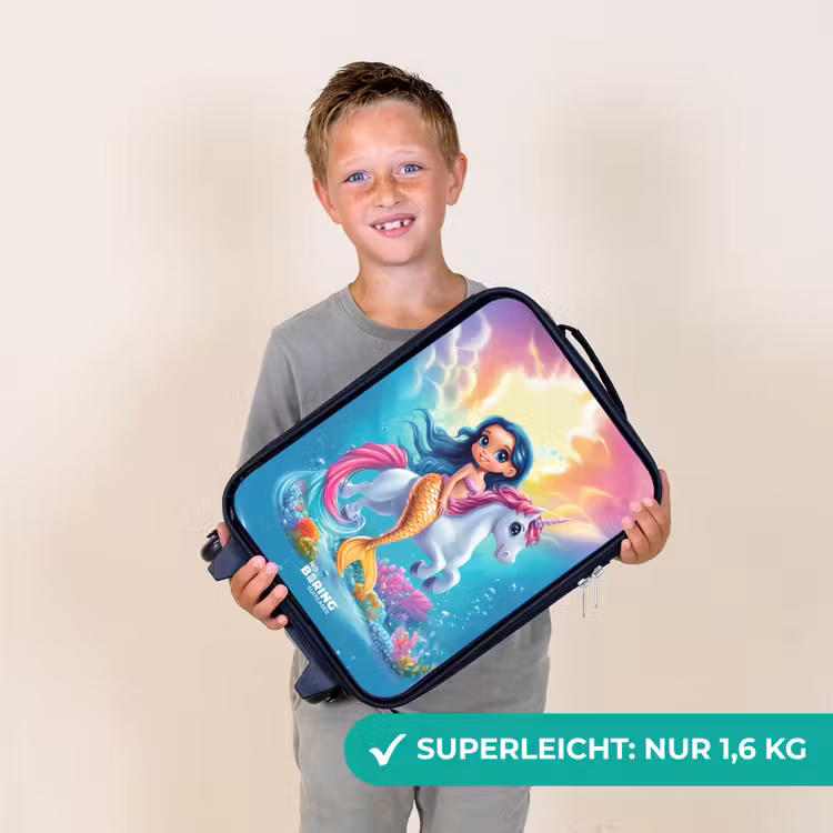 Zeemeermin met gouden staart met een witte eenhoorn Kinderkoffer - Zwart klein -sfeer4_DE