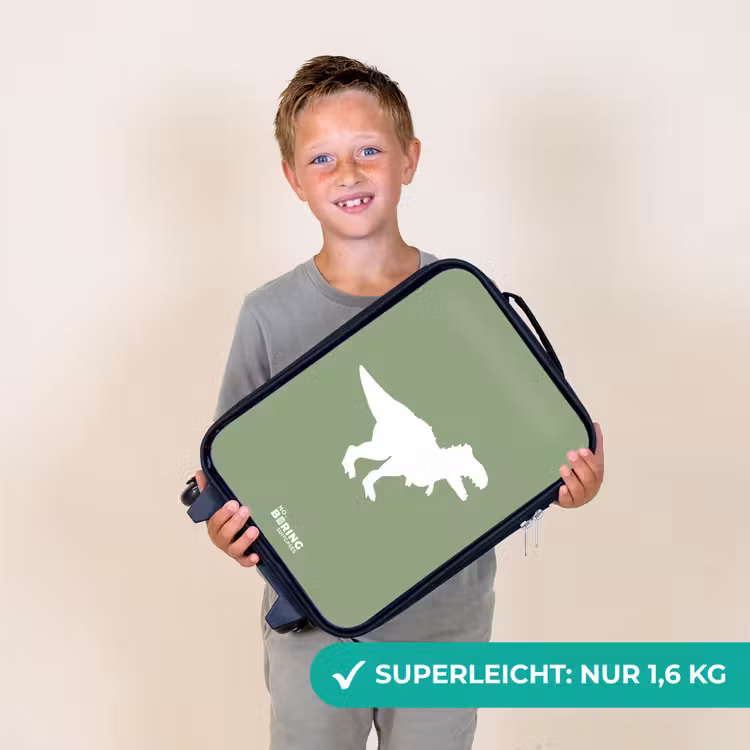 Groen met T-rex dino Kinderkoffer - Zwart klein -sfeer4_DE