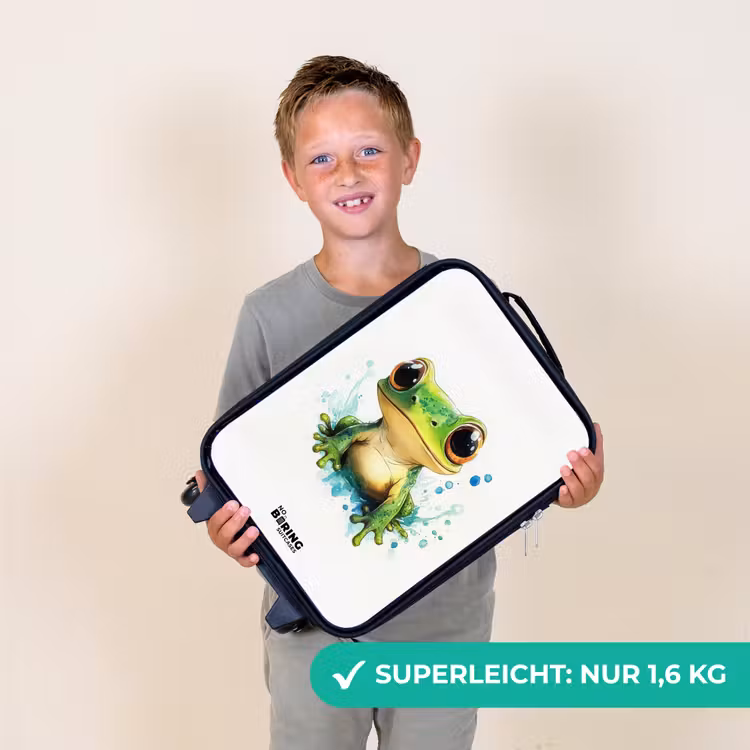 Groene kikker met grote ogen op witte achtergrond Kinderkoffer - Zwart klein -sfeer4_DE