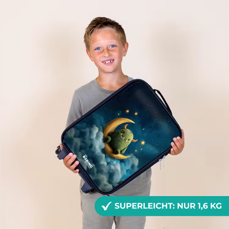 Groen monster op maansikkel Kinderkoffer - Zwart klein -sfeer4_DE