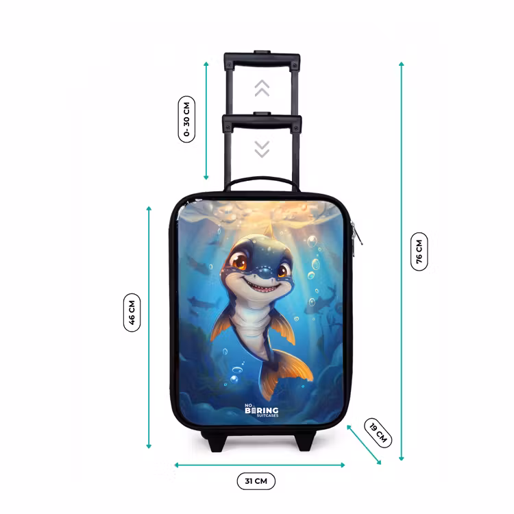 Haai met gezicht in het water Kinderkoffer - Zwart klein -productfoto_formaten