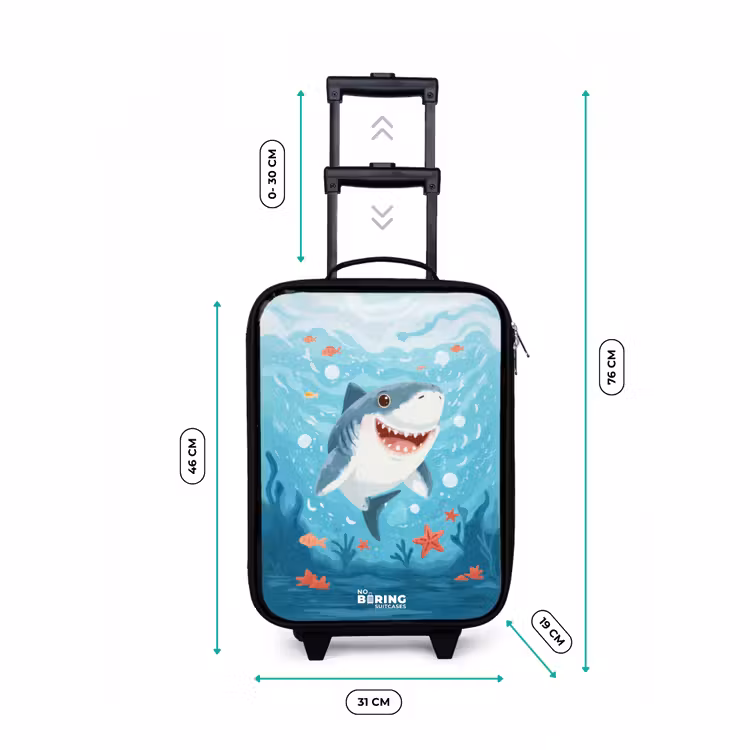 Haai - Water - Zee Kinderkoffer - Zwart klein -productfoto_formaten