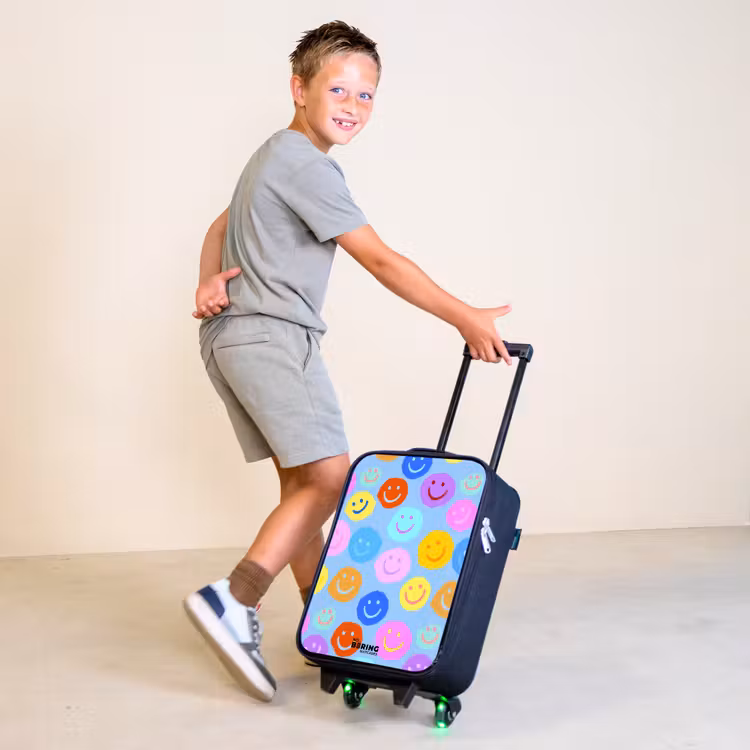 Vrolijk patroon van smileys Kinderkoffer - Zwart klein -sfeer3