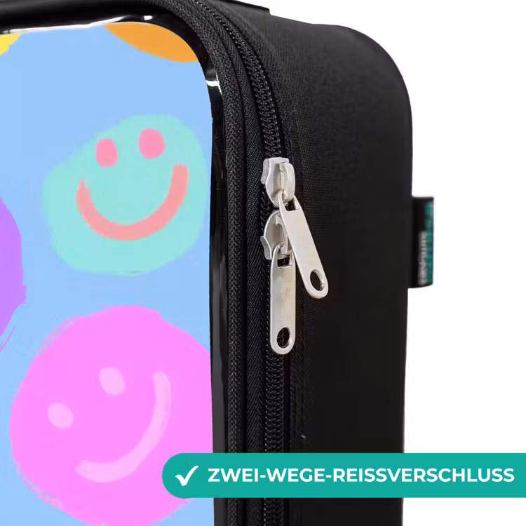 Vrolijk patroon van smileys Kinderkoffer - Zwart klein -rits_DE