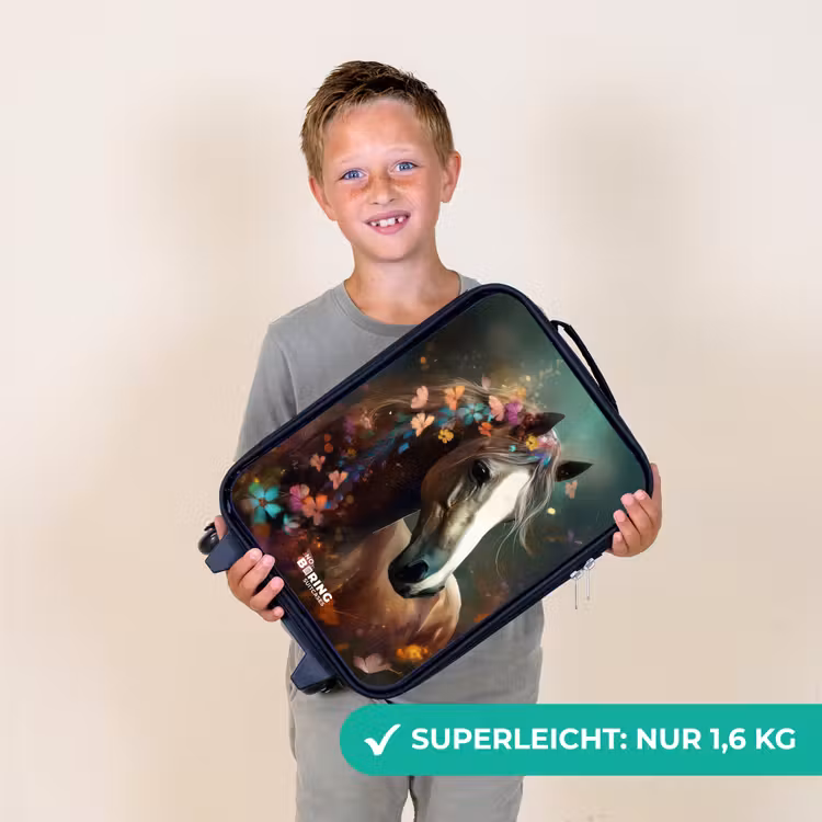Lichtbruin paard tussen de bloemen Kinderkoffer - Zwart klein -sfeer4_DE